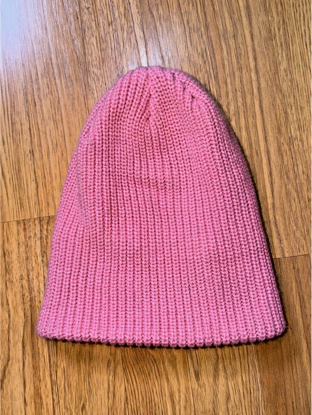 Unbranded Pink Knit Beanie Fleece Lined Winter Hat Warm Ribbed Knit Skull Cap